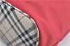 Authentic BURBERRY BLUE LABEL Check Shoulder Bag Purse Nylon Leather Red J0628