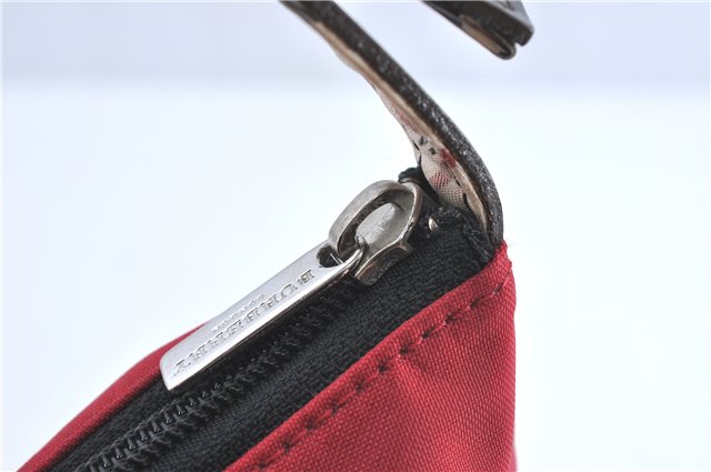 Authentic BURBERRY BLUE LABEL Check Shoulder Bag Purse Nylon Leather Red J0628