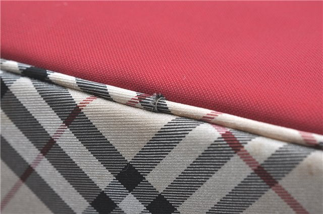 Authentic BURBERRY BLUE LABEL Check Shoulder Bag Purse Nylon Leather Red J0628