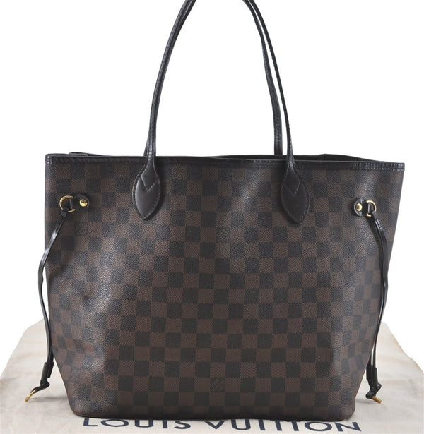 Authentic Louis Vuitton Damier Neverfull MM Shoulder Tote Bag N41358 LV J0799