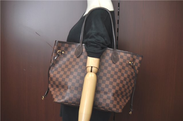 Authentic Louis Vuitton Damier Neverfull MM Shoulder Tote Bag N41358 LV J0799