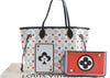 Auth Louis Vuitton Game On Neverfull MM Tote Bag White Black M57462 LV J0817