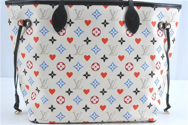 Auth Louis Vuitton Game On Neverfull MM Tote Bag White Black M57462 LV J0817