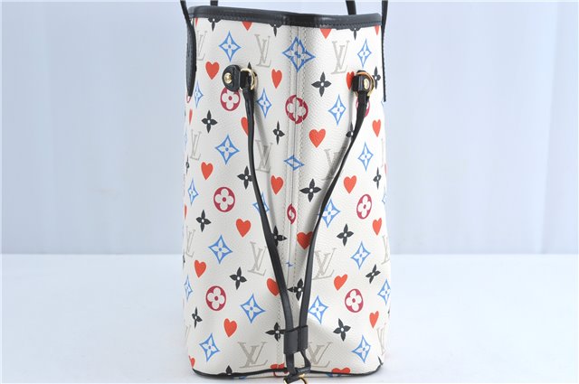 Auth Louis Vuitton Game On Neverfull MM Tote Bag White Black M57462 LV J0817