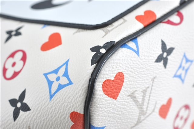 Auth Louis Vuitton Game On Neverfull MM Tote Bag White Black M57462 LV J0817