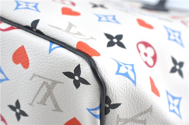 Auth Louis Vuitton Game On Neverfull MM Tote Bag White Black M57462 LV J0817