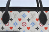 Auth Louis Vuitton Game On Neverfull MM Tote Bag White Black M57462 LV J0817