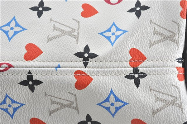 Auth Louis Vuitton Game On Neverfull MM Tote Bag White Black M57462 LV J0817