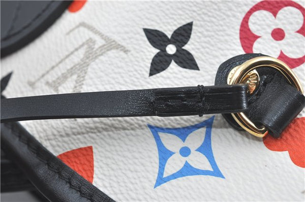 Auth Louis Vuitton Game On Neverfull MM Tote Bag White Black M57462 LV J0817