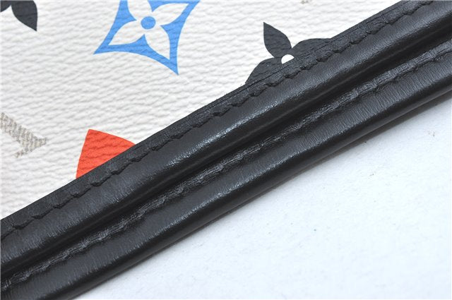 Auth Louis Vuitton Game On Neverfull MM Tote Bag White Black M57462 LV J0817