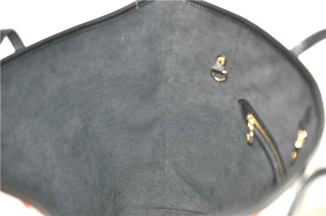 Auth Louis Vuitton Game On Neverfull MM Tote Bag White Black M57462 LV J0817