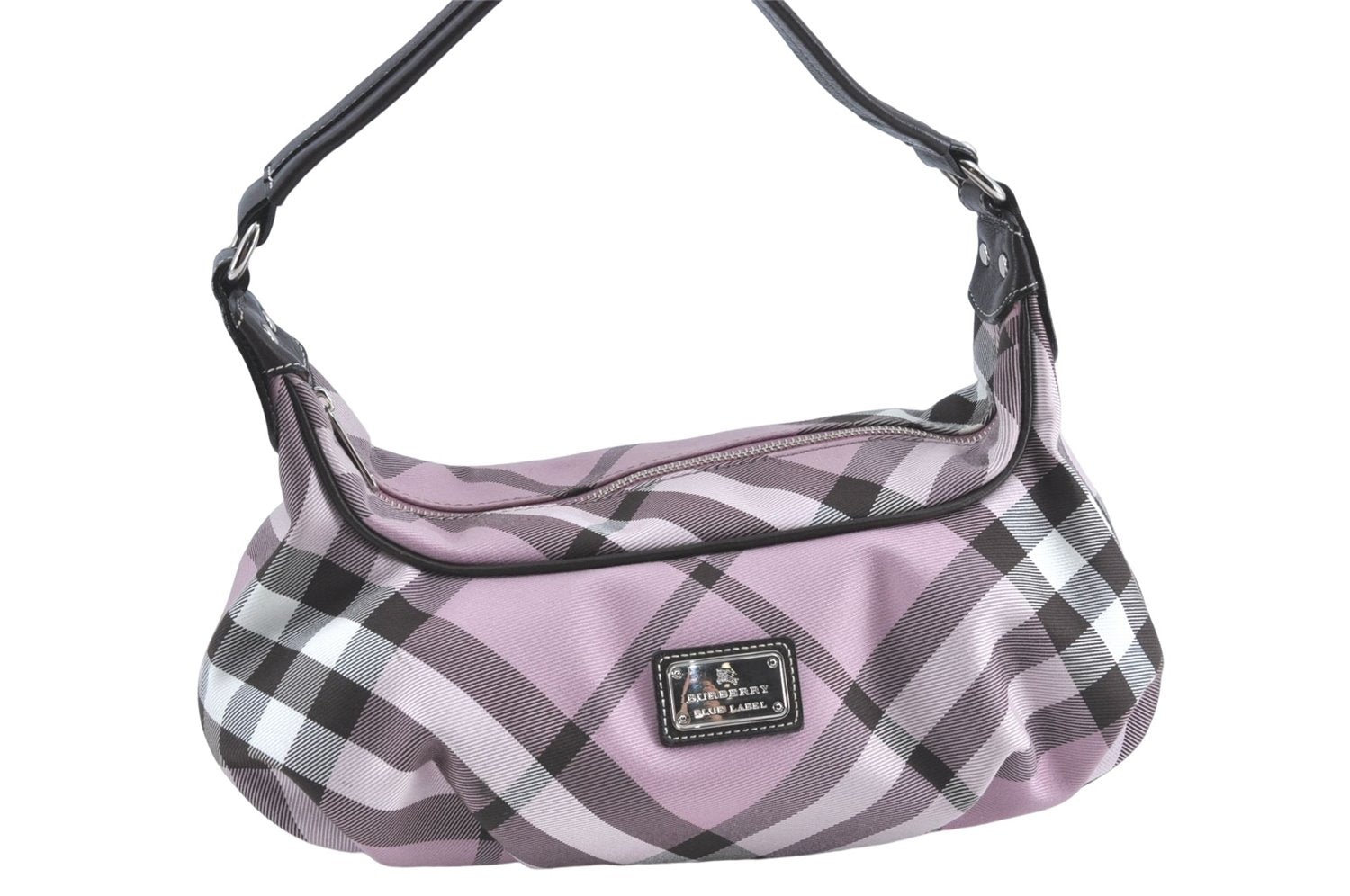 Authentic BURBERRY BLUE LABEL Check Shoulder Hand Bag Canvas Leather Pink J1355