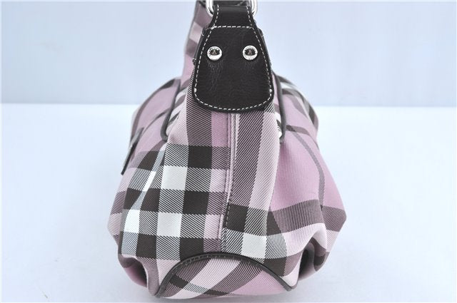 Authentic BURBERRY BLUE LABEL Check Shoulder Hand Bag Canvas Leather Pink J1355