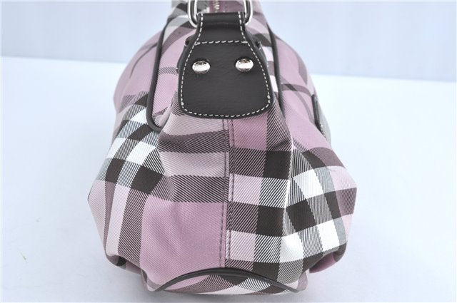 Authentic BURBERRY BLUE LABEL Check Shoulder Hand Bag Canvas Leather Pink J1355