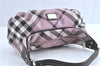 Authentic BURBERRY BLUE LABEL Check Shoulder Hand Bag Canvas Leather Pink J1355