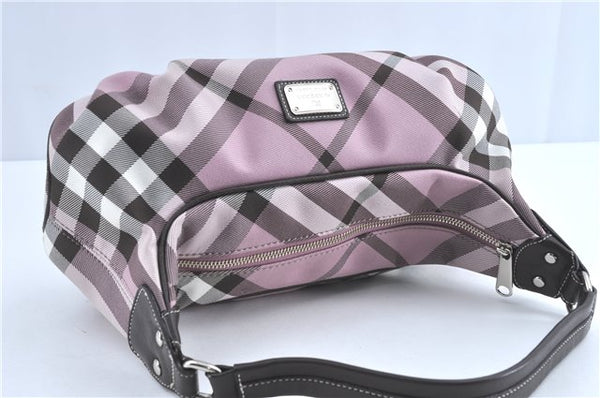 Authentic BURBERRY BLUE LABEL Check Shoulder Hand Bag Canvas Leather Pink J1355