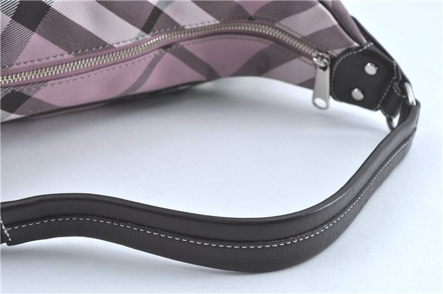Authentic BURBERRY BLUE LABEL Check Shoulder Hand Bag Canvas Leather Pink J1355