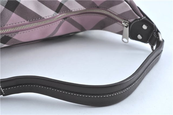 Authentic BURBERRY BLUE LABEL Check Shoulder Hand Bag Canvas Leather Pink J1355