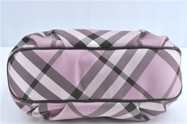Authentic BURBERRY BLUE LABEL Check Shoulder Hand Bag Canvas Leather Pink J1355
