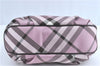Authentic BURBERRY BLUE LABEL Check Shoulder Hand Bag Canvas Leather Pink J1355