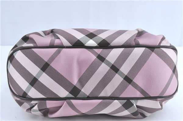 Authentic BURBERRY BLUE LABEL Check Shoulder Hand Bag Canvas Leather Pink J1355