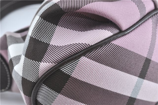 Authentic BURBERRY BLUE LABEL Check Shoulder Hand Bag Canvas Leather Pink J1355