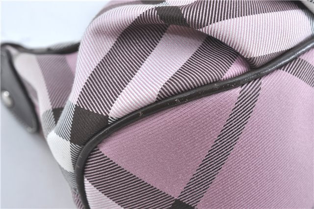 Authentic BURBERRY BLUE LABEL Check Shoulder Hand Bag Canvas Leather Pink J1355