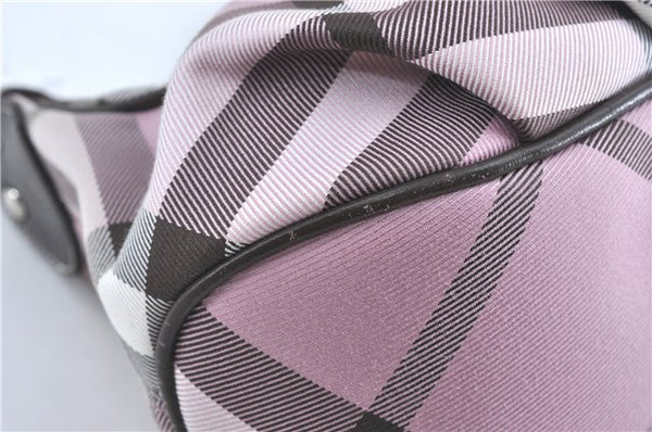 Authentic BURBERRY BLUE LABEL Check Shoulder Hand Bag Canvas Leather Pink J1355