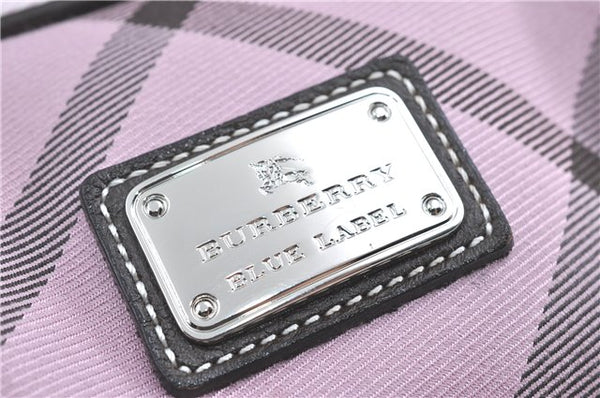 Authentic BURBERRY BLUE LABEL Check Shoulder Hand Bag Canvas Leather Pink J1355