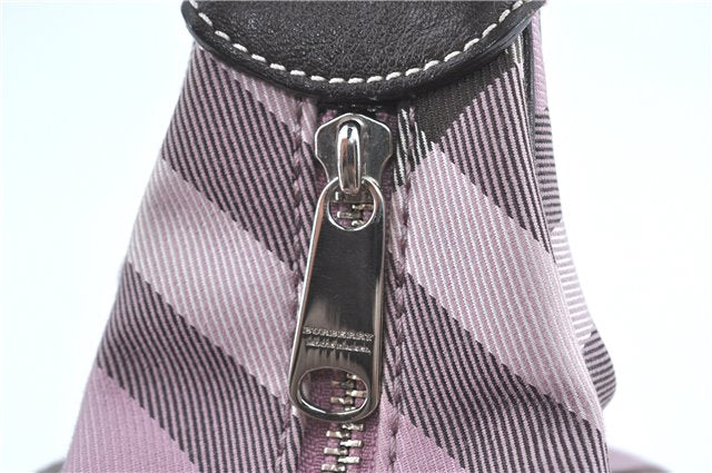 Authentic BURBERRY BLUE LABEL Check Shoulder Hand Bag Canvas Leather Pink J1355