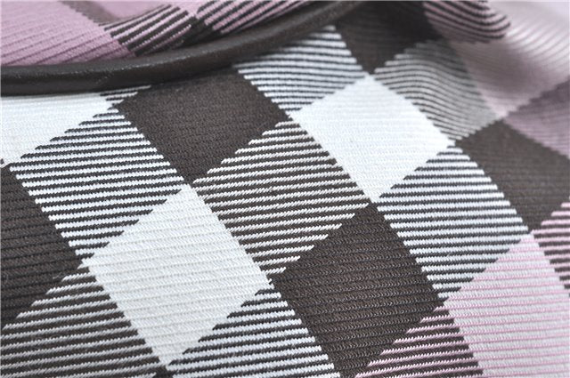 Authentic BURBERRY BLUE LABEL Check Shoulder Hand Bag Canvas Leather Pink J1355