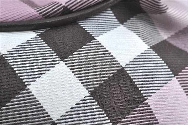 Authentic BURBERRY BLUE LABEL Check Shoulder Hand Bag Canvas Leather Pink J1355