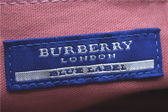 Authentic BURBERRY BLUE LABEL Check Shoulder Hand Bag Canvas Leather Pink J1355