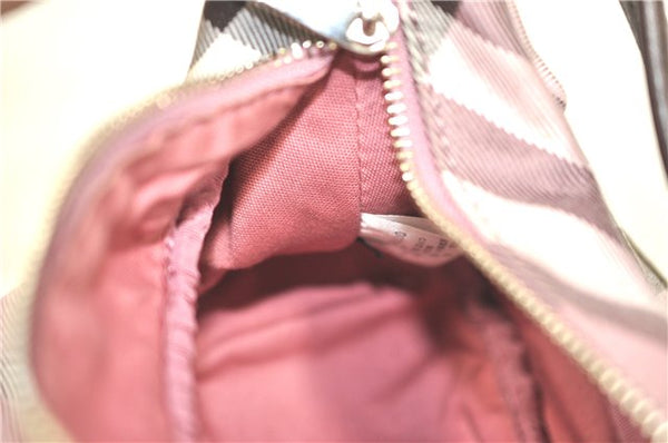 Authentic BURBERRY BLUE LABEL Check Shoulder Hand Bag Canvas Leather Pink J1355
