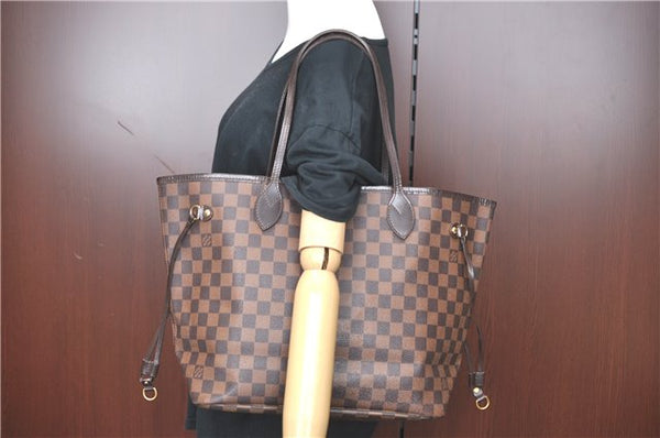 Authentic Louis Vuitton Damier Neverfull MM Shoulder Tote Bag N51105 LV J1455