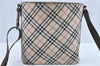 Authentic BURBERRY BLUE LABEL Check Shoulder Cross Bag Nylon Leather Beige J1661