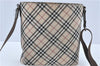 Authentic BURBERRY BLUE LABEL Check Shoulder Cross Bag Nylon Leather Beige J1661