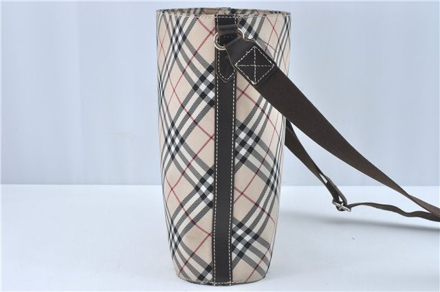 Authentic BURBERRY BLUE LABEL Check Shoulder Cross Bag Nylon Leather Beige J1661