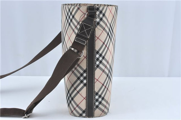 Authentic BURBERRY BLUE LABEL Check Shoulder Cross Bag Nylon Leather Beige J1661