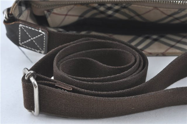 Authentic BURBERRY BLUE LABEL Check Shoulder Cross Bag Nylon Leather Beige J1661