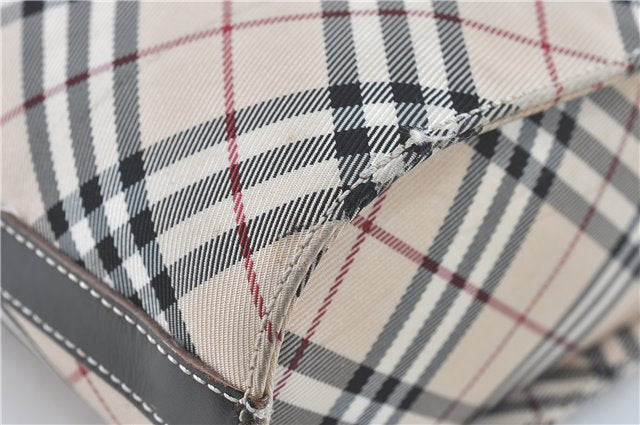 Authentic BURBERRY BLUE LABEL Check Shoulder Cross Bag Nylon Leather Beige J1661