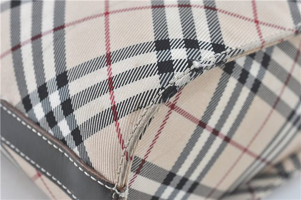 Authentic BURBERRY BLUE LABEL Check Shoulder Cross Bag Nylon Leather Beige J1661