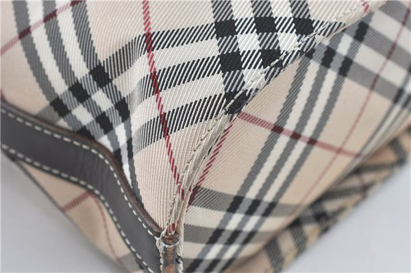 Authentic BURBERRY BLUE LABEL Check Shoulder Cross Bag Nylon Leather Beige J1661