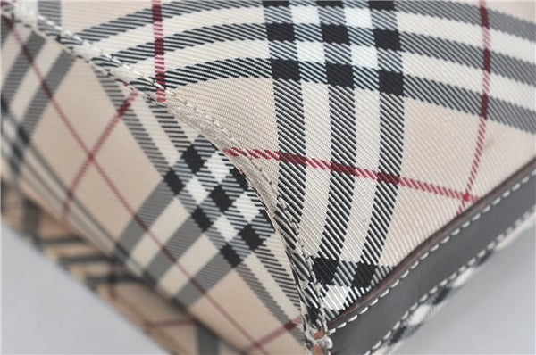 Authentic BURBERRY BLUE LABEL Check Shoulder Cross Bag Nylon Leather Beige J1661