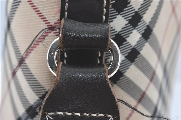 Authentic BURBERRY BLUE LABEL Check Shoulder Cross Bag Nylon Leather Beige J1661