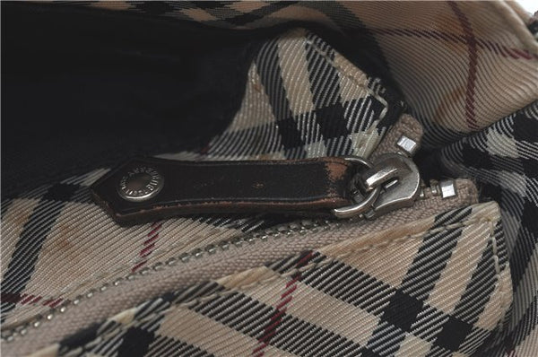 Authentic BURBERRY BLUE LABEL Check Shoulder Cross Bag Nylon Leather Beige J1661