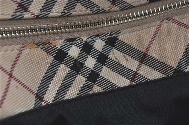Authentic BURBERRY BLUE LABEL Check Shoulder Cross Bag Nylon Leather Beige J1661