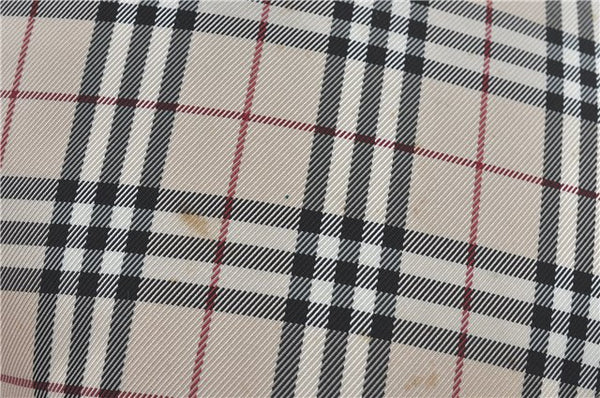 Authentic BURBERRY BLUE LABEL Check Shoulder Cross Bag Nylon Leather Beige J1661