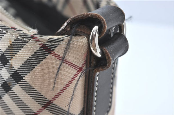 Authentic BURBERRY BLUE LABEL Check Shoulder Cross Bag Nylon Leather Beige J1661