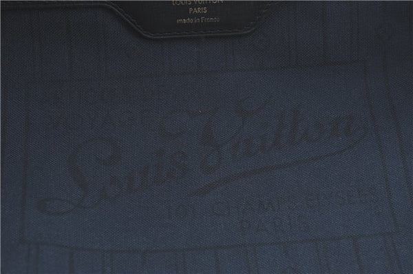 Auth Louis Vuitton Monogram Idylle Neverfull MM Tote Bag Navy M40514 LV J1851